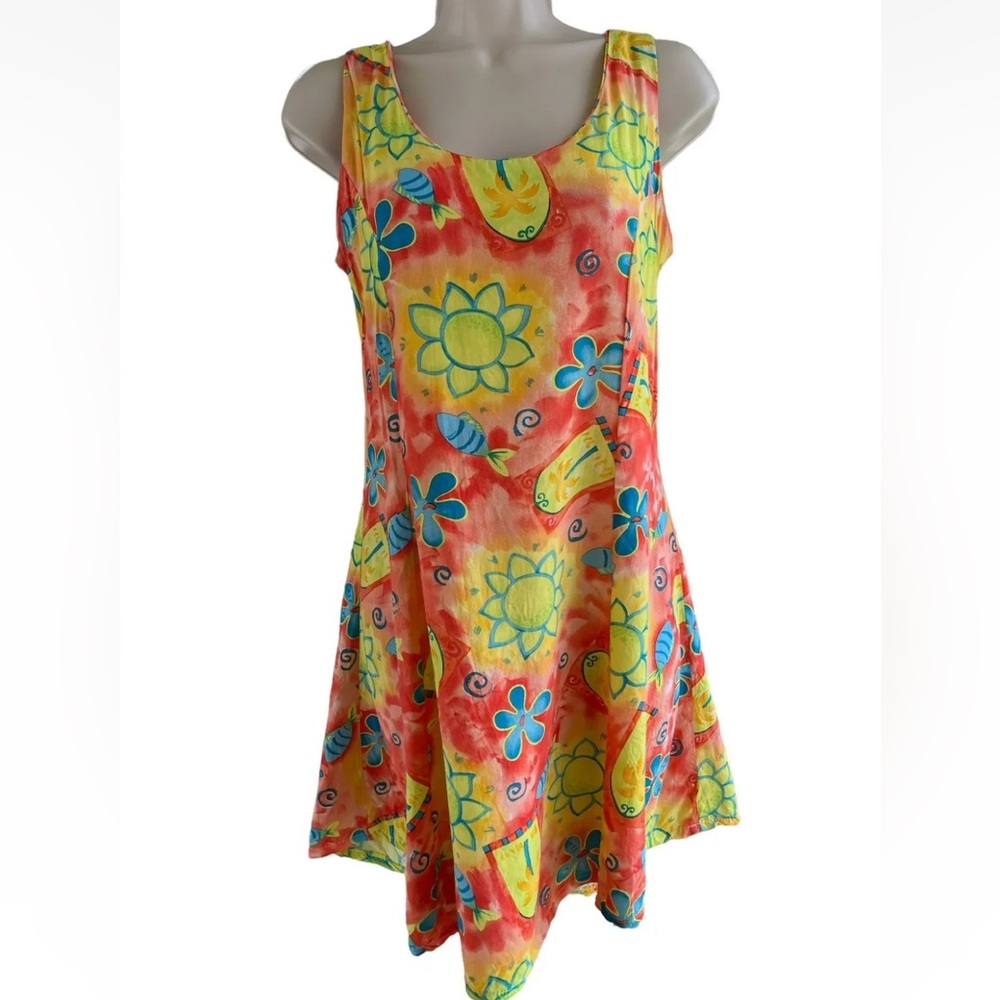 Vintage 90s Big Hed Designs Tropical Floral Dress Size Small